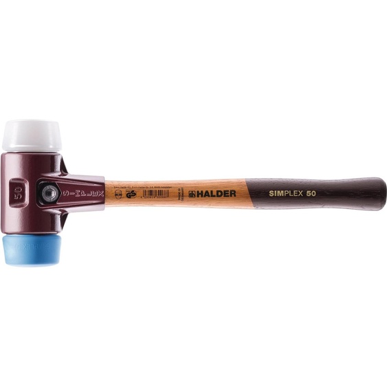 Maillet HALDER SIMPLEX TPE souple/ superplastique avec boîtier en fonte malléable et manche en bois de haute qualité - D=80 mm - 3017.080