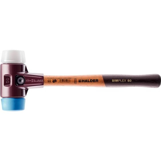 Maillet HALDER SIMPLEX TPE souple/ superplastique avec boîtier en fonte malléable et manche en bois de haute qualité - D=80 mm - 3017.080