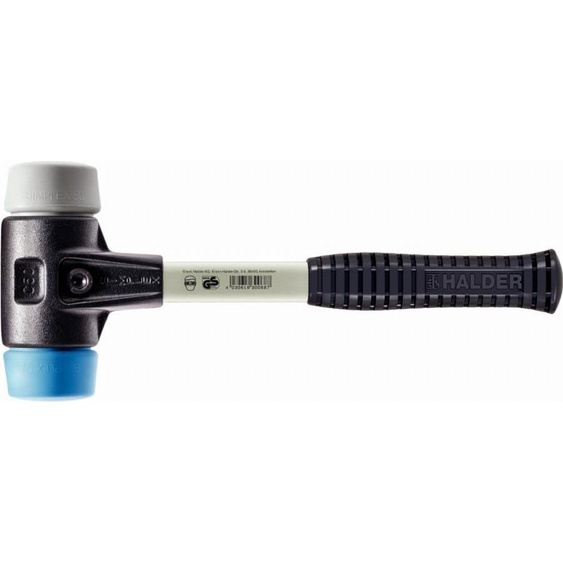 Maillet HALDER SIMPLEX TPE souple / TPE moyen avec boîtier en fonte malléable renforcée et manche en fibre de verre - D=30 mm - 3713.030