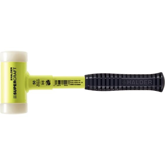 Maillet SUPERCRAFT, avec manche en tube dacier incassable, revêtu jaune fluorescent et poignée antidérapante - D=50 mm - 3377.150