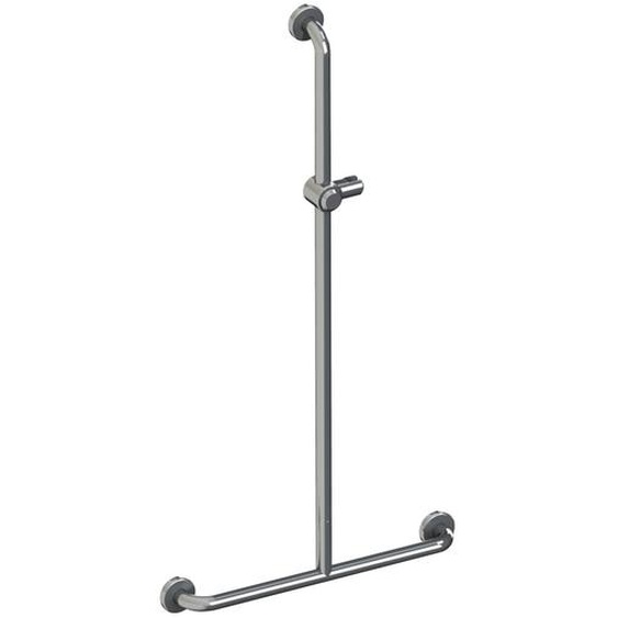 Main courante de douche en T chromée avec support douchette 600 x 1200 mm - AKW - 01245-HD