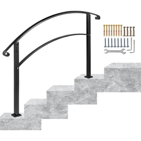 Main courante descalier élégante 4FT réglable - Fer noir pour 3-4 marches - Stable et élégant - Décoration parfaite pour la maison