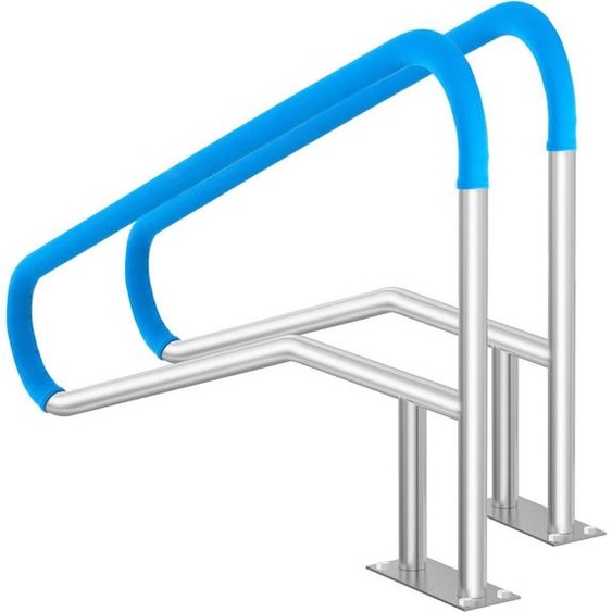 Main courante pour piscine, 2 pièces, 55 x 32 pouces, en acier inoxydable avec plaque de base pour spas