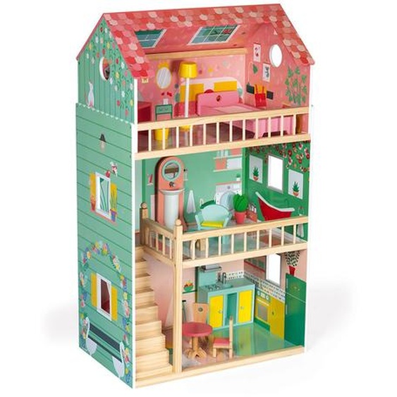 Maison De Poupées Happy Day, 12 Accessoires Rose / Vert