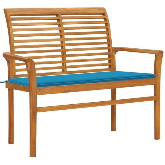 Maison Exclusive Banc de jardin avec coussin bleu 112 cm teck massif
