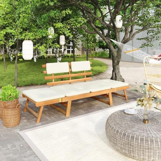 Maison Exclusive Banc de jardin avec coussins 2-en-1 190 cm acacia massif