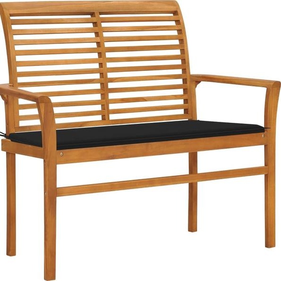 Maison Exclusive Banc de jardin avec revêtement noir 112 cm teck massif