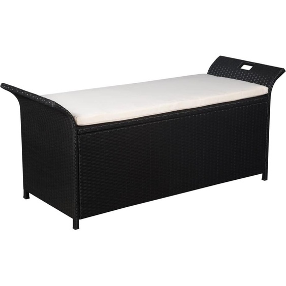 Maison Exclusive Banc de rangement avec coussin 138 cm polyrattan noir