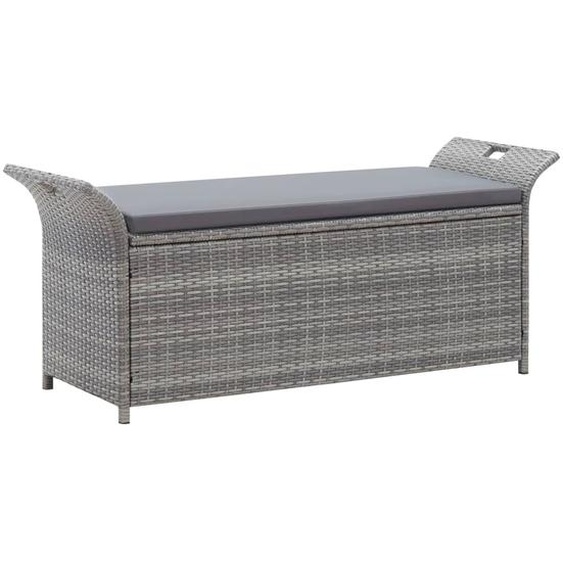 Maison Exclusive Banc de rangement avec coussin gris 138 cm polyrattan