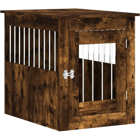 Maison Exclusive Cage pour chien style meuble chêne fumé 55x75x65 cm bois composite