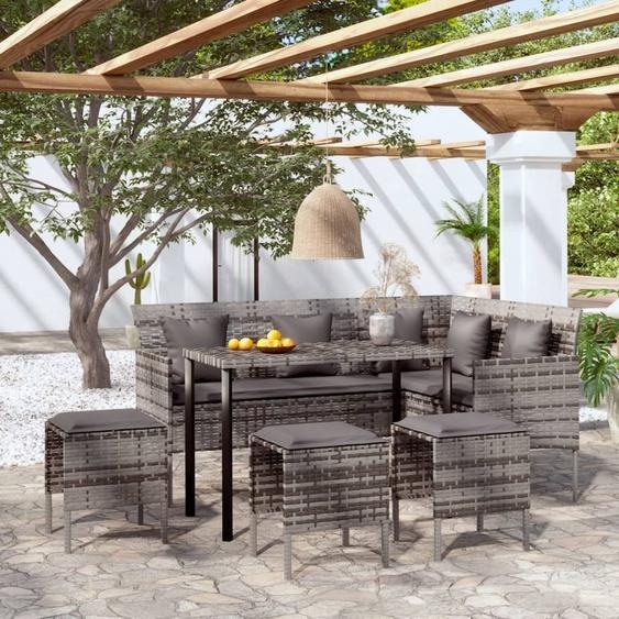 Maison Exclusive - Canapé dangle 5 places avec coussins en polyrotin gris