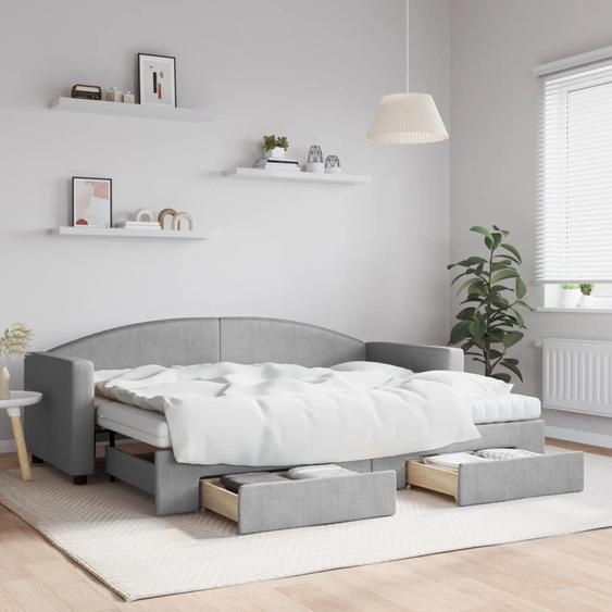 Maison Exclusive - Canapé-lit convertible avec tiroirs, gris clair, 80 x 200 cm, tissu