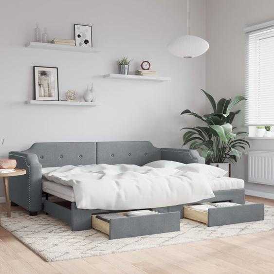 Maison Exclusive - Canapé-lit convertible avec tiroirs, gris clair, 80 x 200 cm, tissu