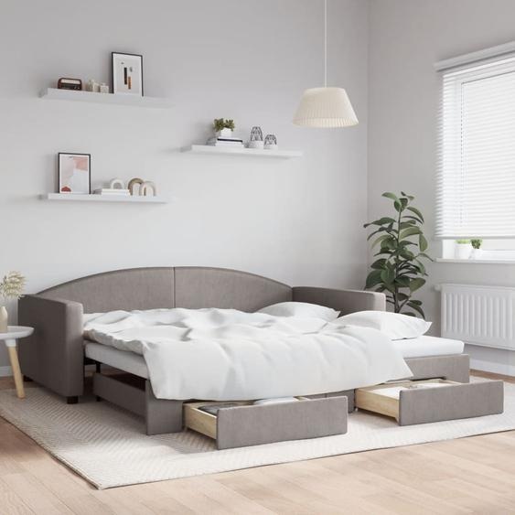 Maison Exclusive - Canapé-lit convertible avec tiroirs, taupe, 100 x 200 cm, tissu