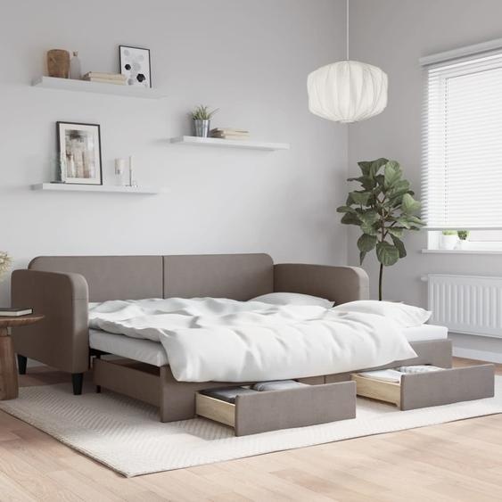 Maison Exclusive - Canapé-lit convertible avec tiroirs, taupe, 100 x 200 cm, tissu