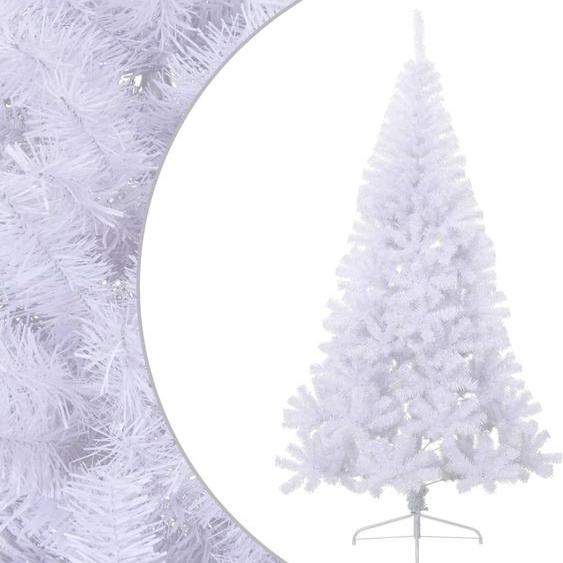 Maison Exclusive - Demi-sapin de Noël artificiel avec support, blanc, 240 cm, PVC