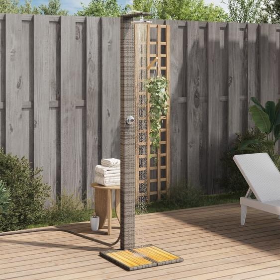 Maison Exclusive - Douche de jardin grise 50 x 55 x 224 cm en rotin synthétique et bois dacacia