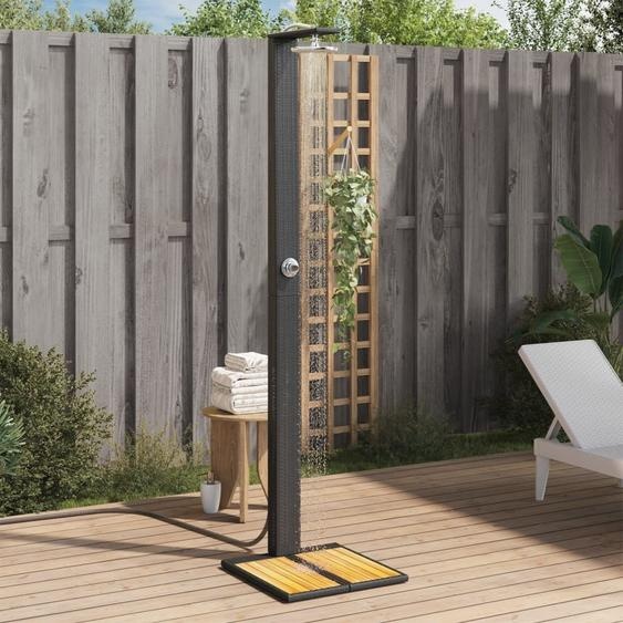 Maison Exclusive - Douche de jardin noire 50 x 55 x 224 cm en rotin synthétique et bois dacacia