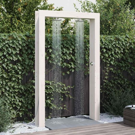 Douche dextérieur exclusive - Dimensions : 226 cm. Structure en bois massif de pin et en acier inoxydable, finition blanche