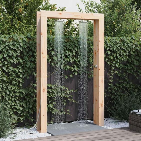 Douche dextérieur exclusive - Dimensions : 226 cm. Fabriquée en bois massif de pin et en acier inoxydable, finition naturelle