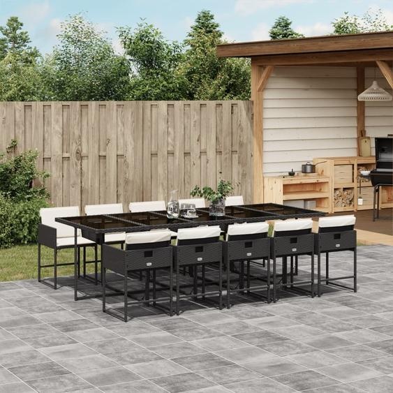 Maison Exclusive - Ensemble à manger de jardin 11 pcs coussins noir résine tressée