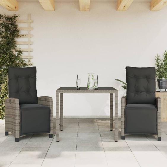 Maison Exclusive - Ensemble à manger de jardin 3 pcs avec coussins Gris