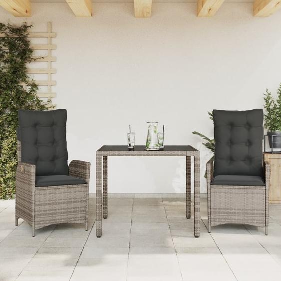Maison Exclusive - Ensemble à manger de jardin 3 pcs coussins gris résine tressée
