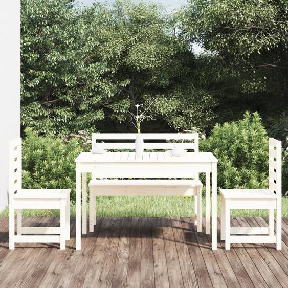 Maison Exclusive - Ensemble à manger de jardin 4 pcs blanc bois massif de pin