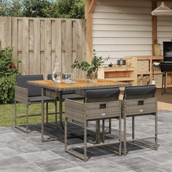 Maison Exclusive - Ensemble à manger de jardin 5 pcs coussins gris résine tressée