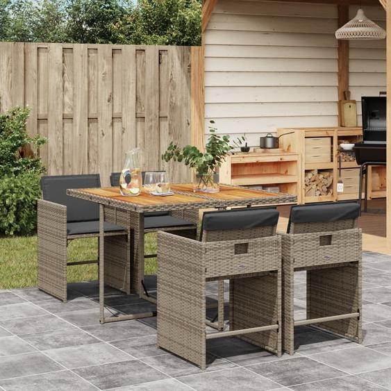 Maison Exclusive - Ensemble à manger de jardin 5 pcs coussins gris résine tressée