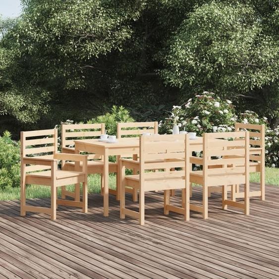Maison Exclusive - Ensemble à manger de jardin 7 pcs bois massif de pin