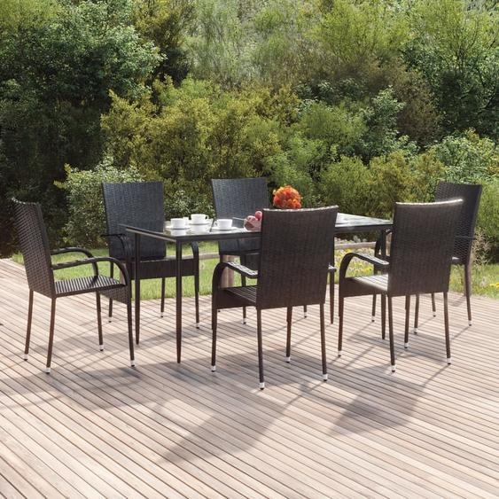Maison Exclusive - Ensemble à manger de jardin 7 pcs Noir Résine tressée
