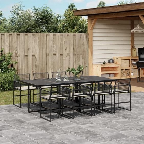 Maison Exclusive - Ensemble à manger de jardin 9pcs coussins noir résine tressée
