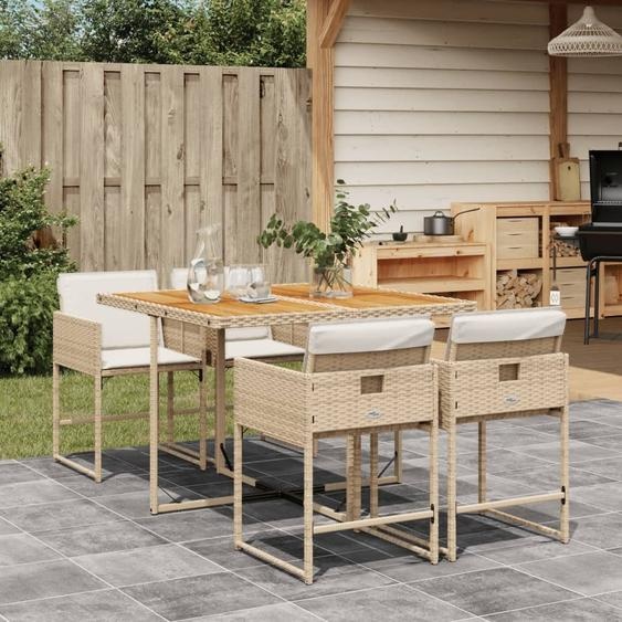 Maison Exclusive - Ensemble à manger de jardin avec coussins 5pcs Beige poly rotin