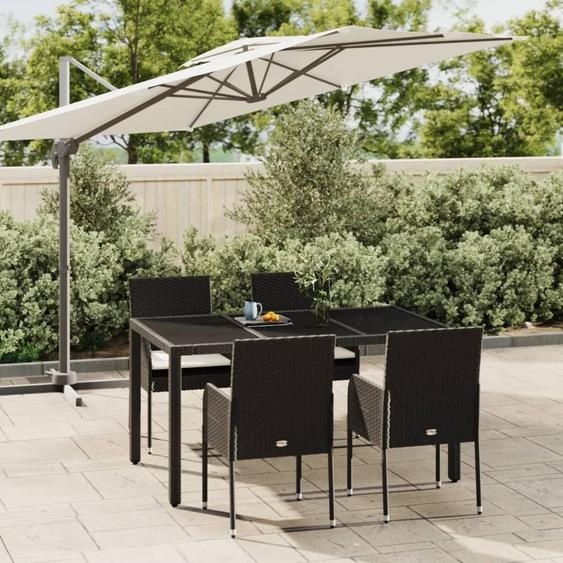 Maison Exclusive - Ensemble à manger de jardin coussins 5pcs Noir Résine tressée