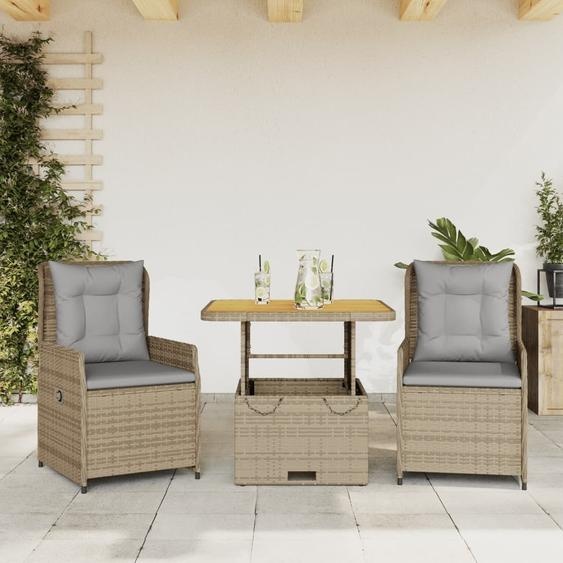 Maison Exclusive - Ensemble de bistro 3 pcs avec coussins beige résine tressée