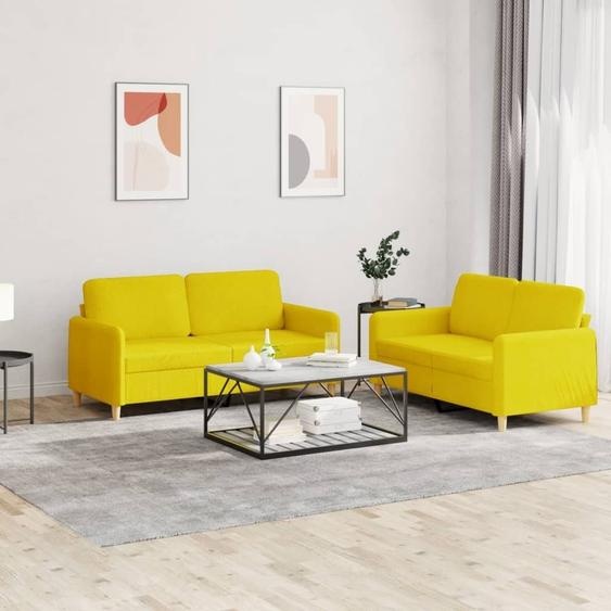 Maison Exclusive - Ensemble de canapé 2 pièces avec coussins, tissu jaune clair