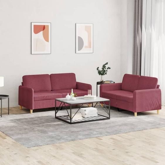 Maison Exclusive - Ensemble de canapés 2 pièces avec coussins, tissu bordeaux