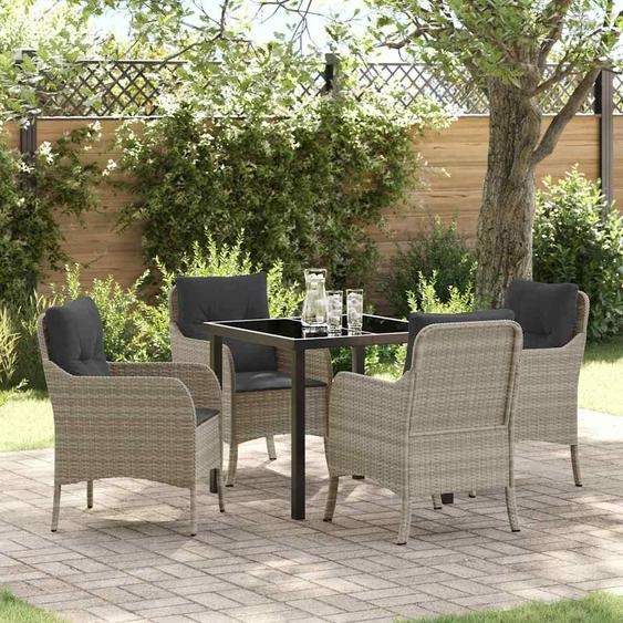 Maison Exclusive - Ensemble de jardin avec coussins 5 pièces Gris clair Polyrotin