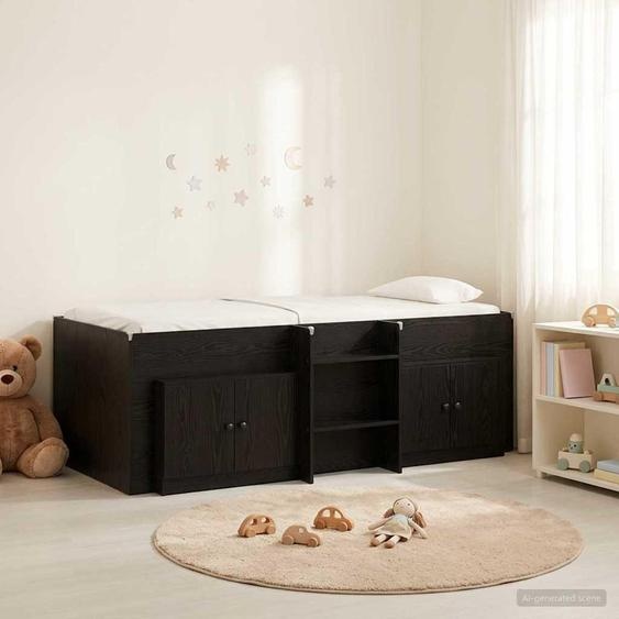 Maison Exclusive - Ensemble de lit coffre en loft, avec armoire, 3 pièces, en bois noir