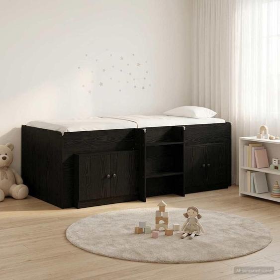 Maison Exclusive - Ensemble de lit coffre en loft, avec armoire, 3 pièces, en bois noir