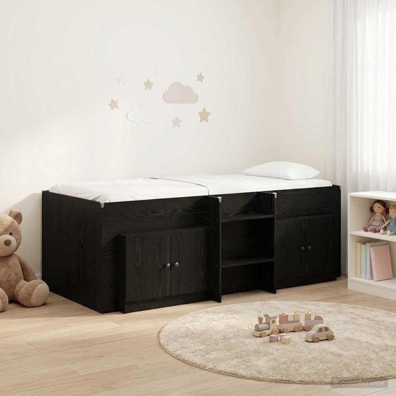 Maison Exclusive - Ensemble de lit coffre en loft, avec armoire, 3 pièces, en bois noir