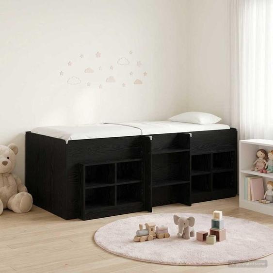Maison Exclusive - Ensemble de lit coffre en loft, avec armoire, 3 pièces, en bois noir