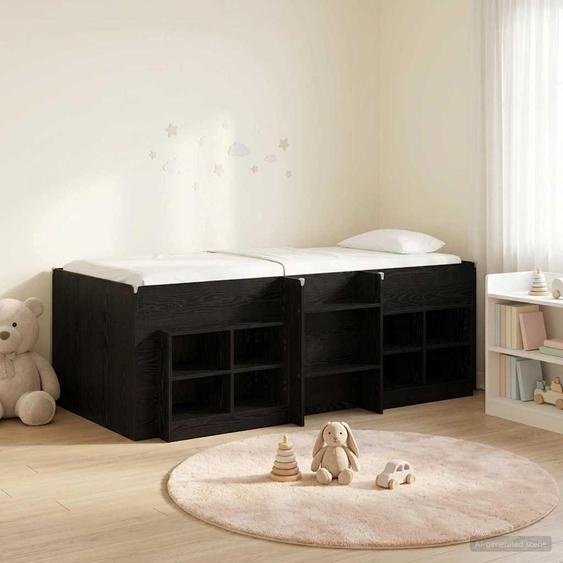 Maison Exclusive - Ensemble de lit coffre en loft, avec armoire, 3 pièces, en bois noir