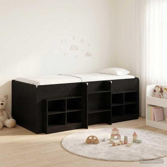 Maison Exclusive - Ensemble de lit coffre en loft, avec armoire, 3 pièces, en bois noir