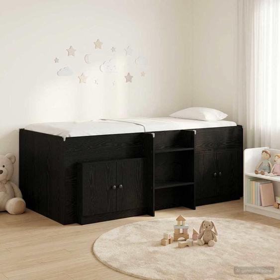 Maison Exclusive - Ensemble de lit coffre en loft, avec armoire, 3 pièces, en bois noir