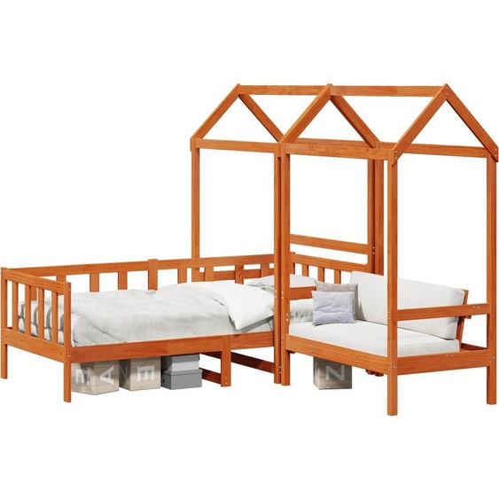 Maison Exclusive - Ensemble de lit de jour 3 pièces, brun ciré, bois de pin massif