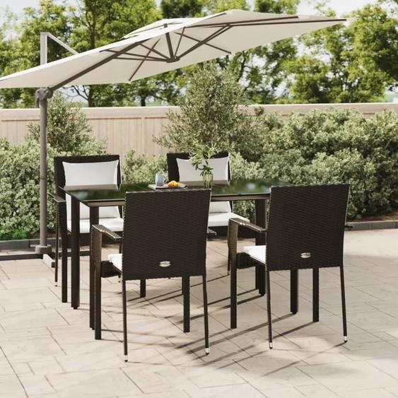 Maison Exclusive - Ensemble de salle à manger de jardin 5 pièces avec coussins, rotin synthétique noir
