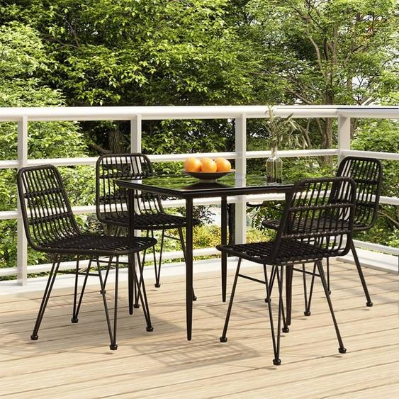 Maison Exclusive - Ensemble de salle à manger de jardin 5 pièces en polyrotin noir