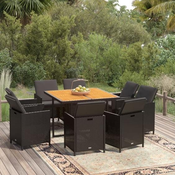 Maison Exclusive - Ensemble de salle à manger de jardin 9 pièces avec coussins en polyrotin noir